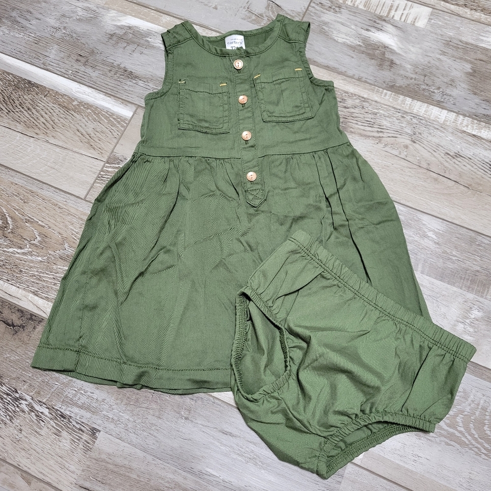 Baby Carter's 2 Piece Green Sleeveless Dress Size 12M